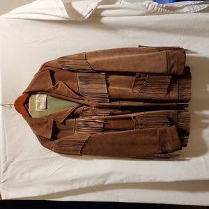 Vintage Suade Leather Fringe Jacket